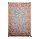 6x9 Blue, Orange, Rose Color Hand Knotted French Aubusson Savonnerie New Zealand Wool Traditional Oriental Rug